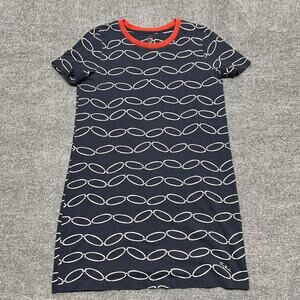 Tory Burch T Shirt Dress Womens Medium Blue Chain Print Nautical Cotton Short